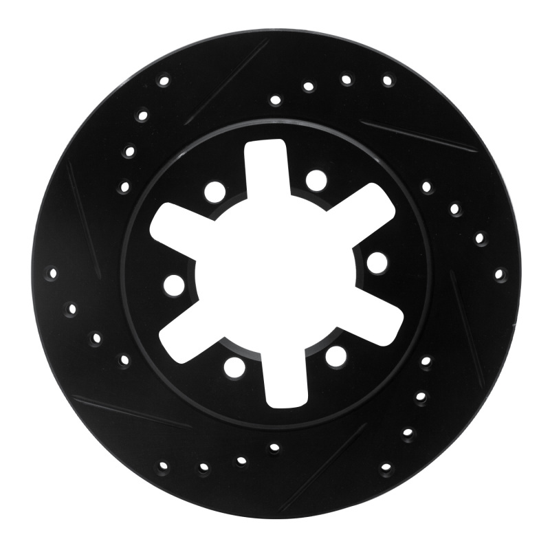 Picture of R1 85-97 Nissan 720 DATSUN Front Left Drilled & Slotted Black Brake Rotor