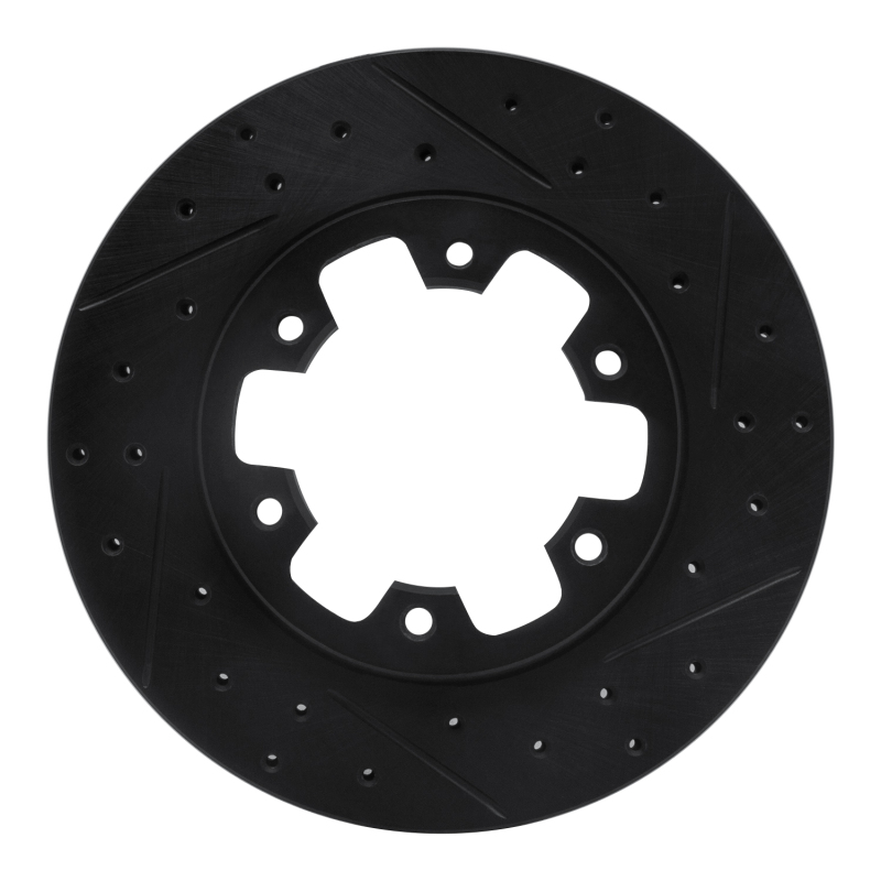 Picture of R1 83-85 Nissan 720 DATSUN Front Right Drilled & Slotted Black Brake Rotor