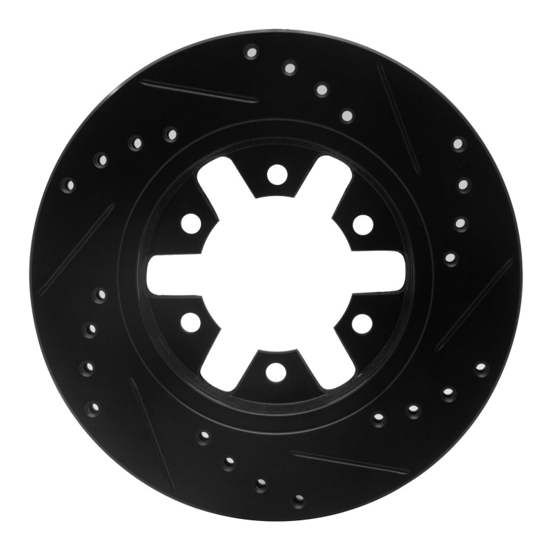 Picture of R1 85-97 Nissan 720 DATSUN Front Left Drilled & Slotted Black Brake Rotor