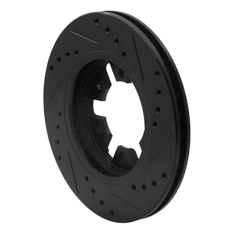 Picture of R1 85-97 Nissan 720 DATSUN Front Left Drilled & Slotted Black Brake Rotor