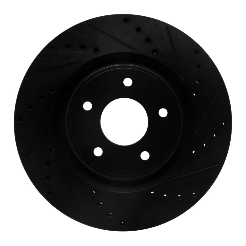 Picture of R1 14-19 Nissan Rogue Front Right Drilled & Slotted Black Brake Rotor