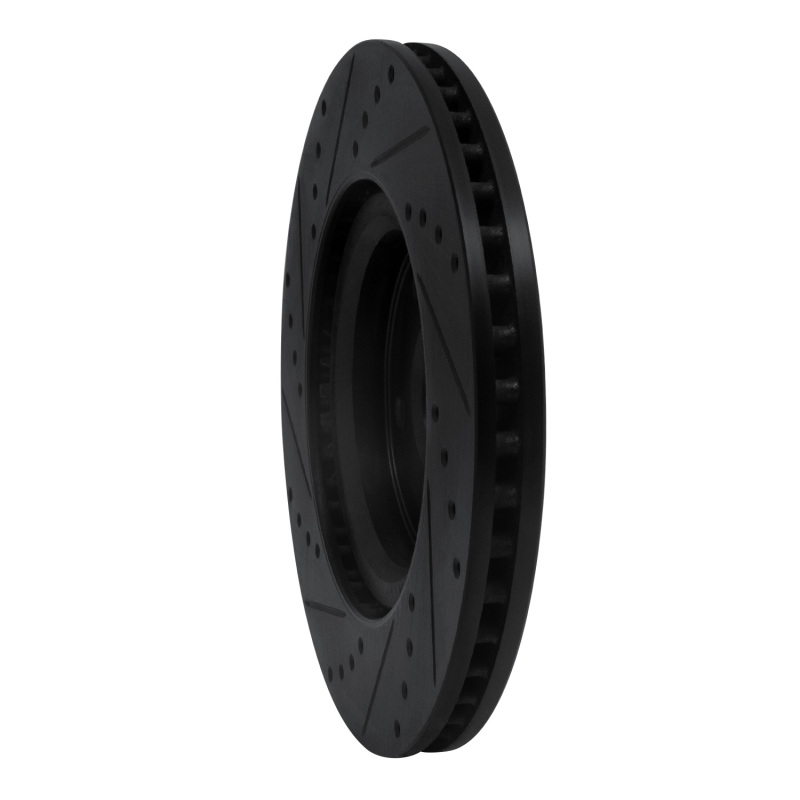 Picture of R1 14-19 Nissan Rogue Front Right Drilled & Slotted Black Brake Rotor