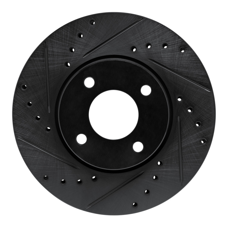 Picture of R1 17-25 Nissan Kicks Front Left Drilled & Slotted Black Brake Rotor