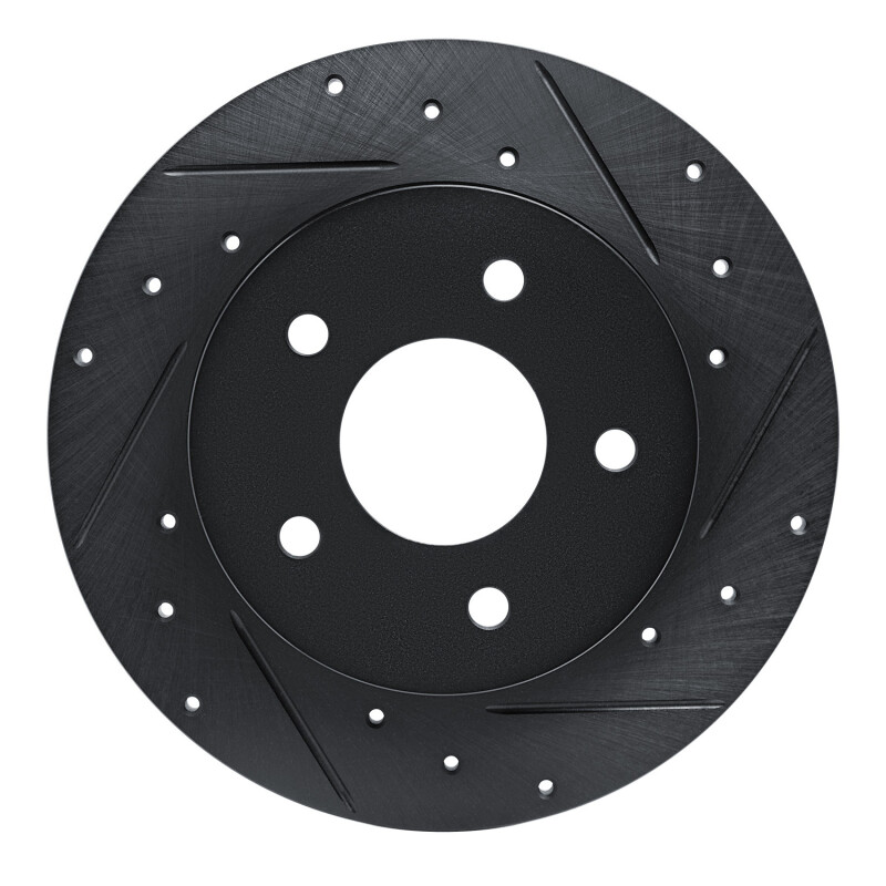 Picture of R1 19-25 Nissan Kicks Rear Right Drilled & Slotted Black Brake Rotor