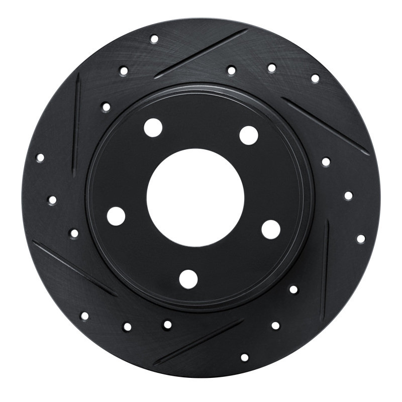 Picture of R1 20-25 Nissan SENTRA Rear Left Drilled & Slotted Black Brake Rotor