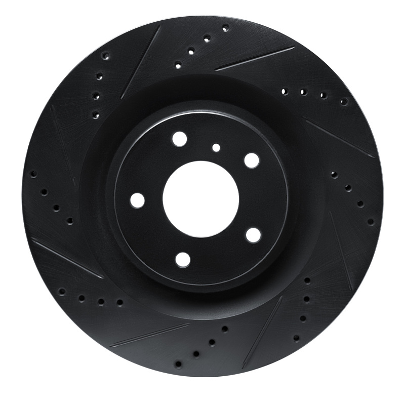 Picture of R1 19-24 Infiniti QX55 Front Left Drilled & Slotted Black Brake Rotor