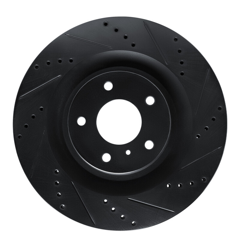 Picture of R1 19-24 Infiniti QX50 Front Right Drilled & Slotted Black Brake Rotor