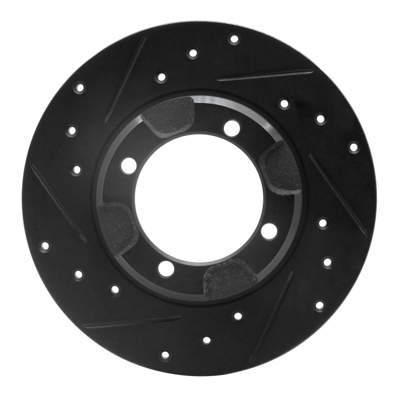 Picture of R1 85-91 Dodge COLT Front Left Drilled & Slotted Black Brake Rotor
