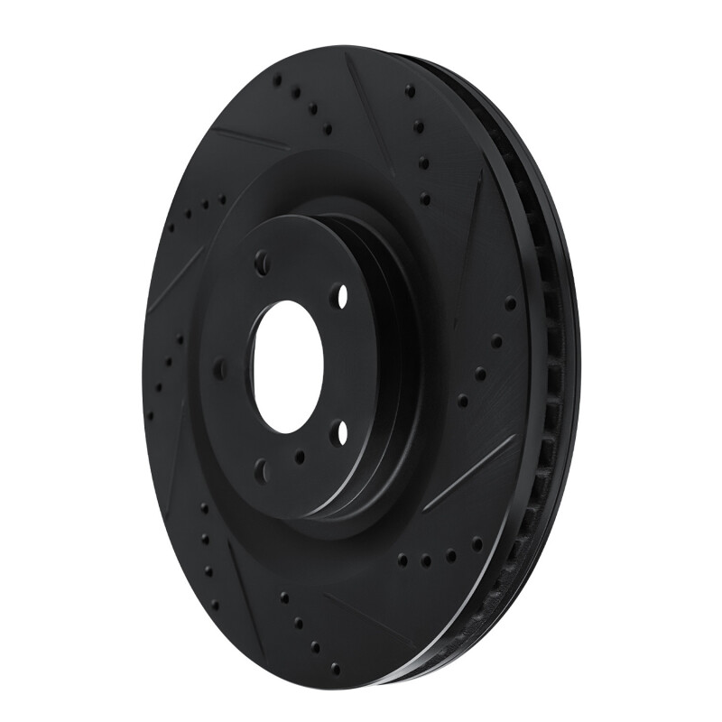 Picture of R1 19-24 Infiniti QX50 Front Right Drilled & Slotted Black Brake Rotor