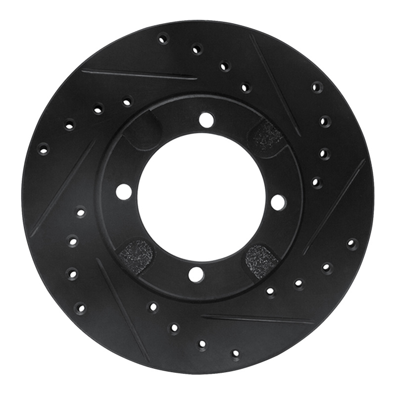 Picture of R1 83-91 Dodge COLT Front Right Drilled & Slotted Black Brake Rotor