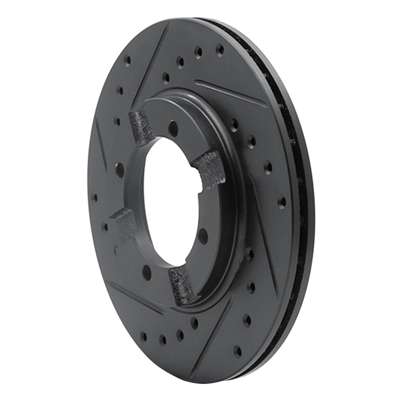 Picture of R1 83-91 Dodge COLT Front Left Drilled & Slotted Black Brake Rotor