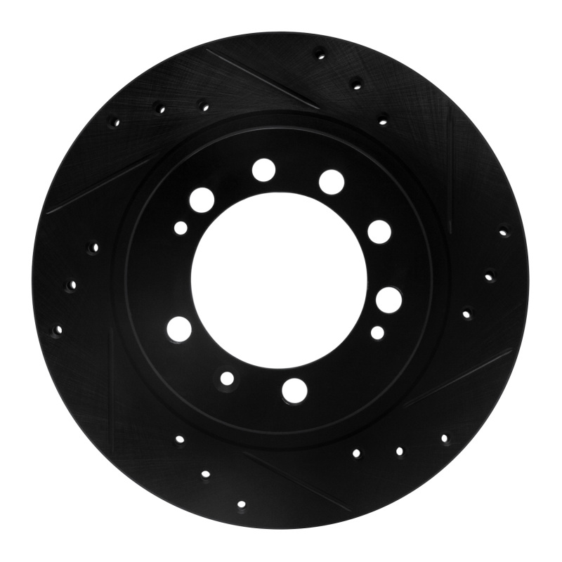 Picture of R1 83-89 Chrysler Conquest Rear Right Drilled & Slotted Black Brake Rotor