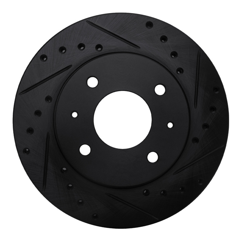 Picture of R1 85-91 Dodge COLT Front Right Drilled & Slotted Black Brake Rotor