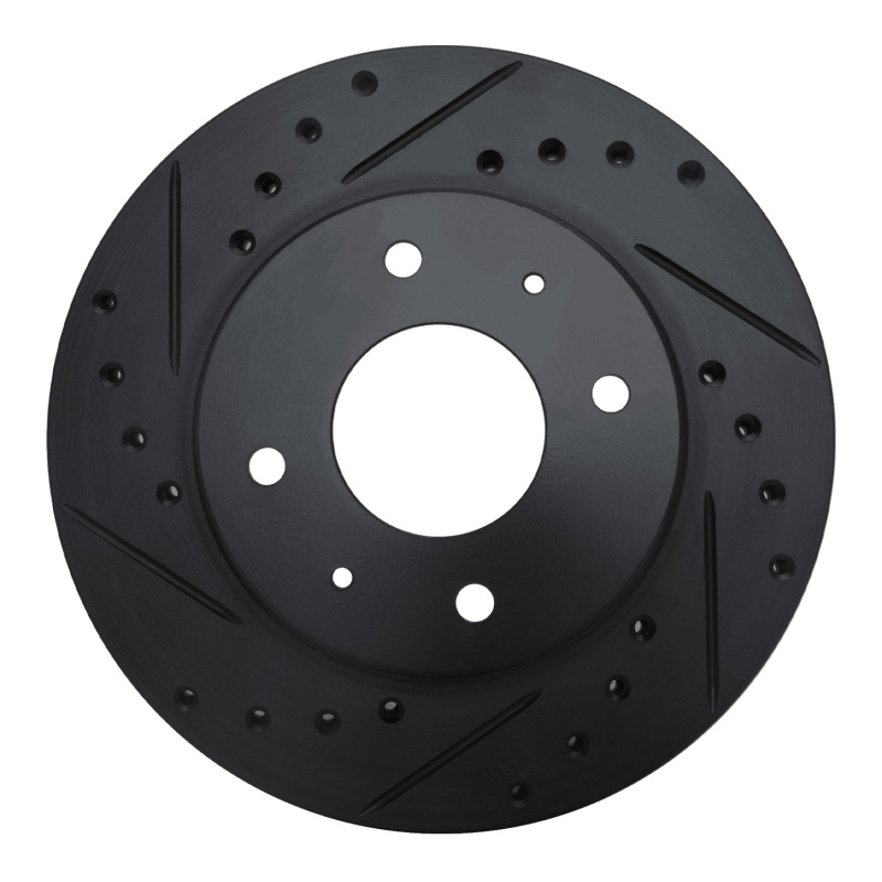 Picture of R1 85-91 Dodge 2000 GTX Front Left Drilled & Slotted Black Brake Rotor
