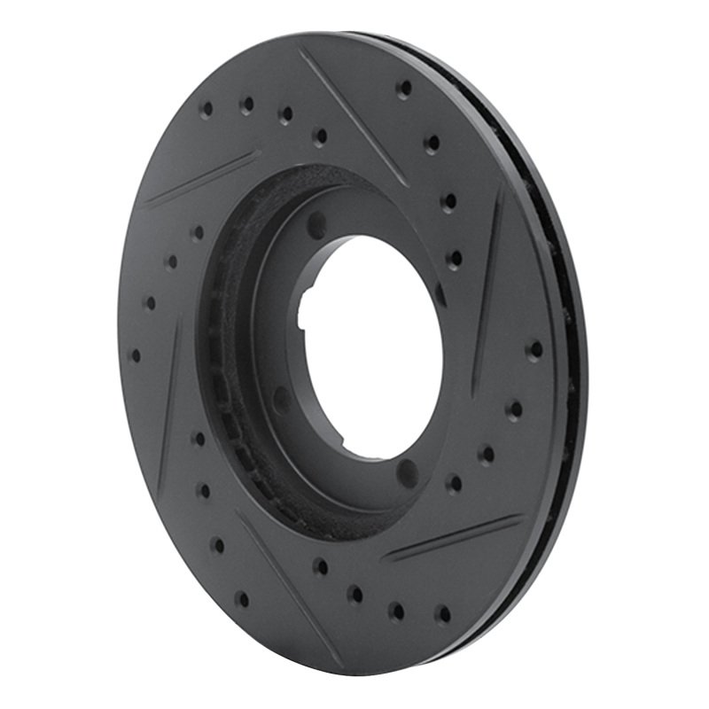 Picture of R1 83-91 Dodge COLT Front Left Drilled & Slotted Black Brake Rotor