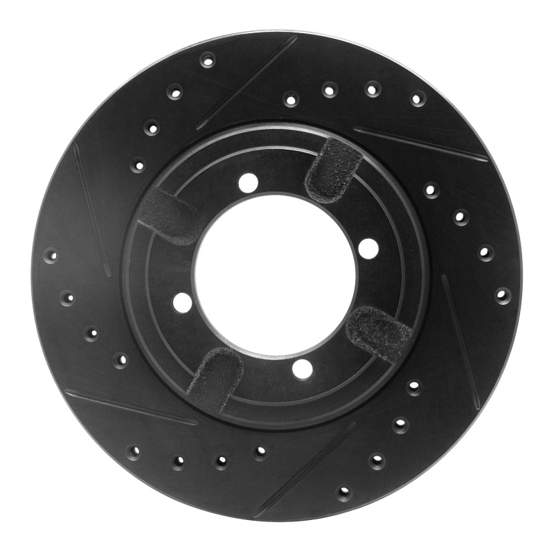 Picture of R1 84-90 Dodge COLT Front Left Drilled & Slotted Black Brake Rotor