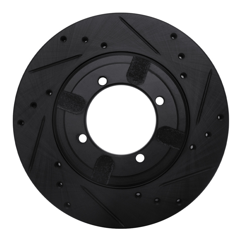 Picture of R1 84-90 Dodge COLT Front Right Drilled & Slotted Black Brake Rotor