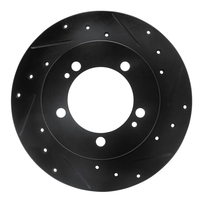 Picture of R1 90-94 Eagle TALON Rear Right Drilled & Slotted Black Brake Rotor
