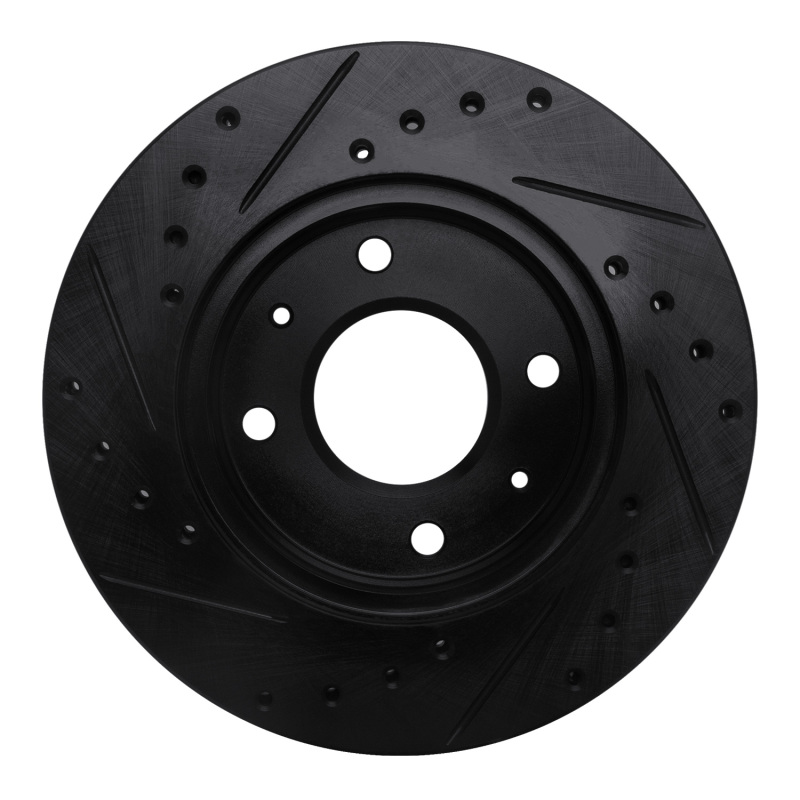 Picture of R1 85-91 Dodge COLT Front Right Drilled & Slotted Black Brake Rotor