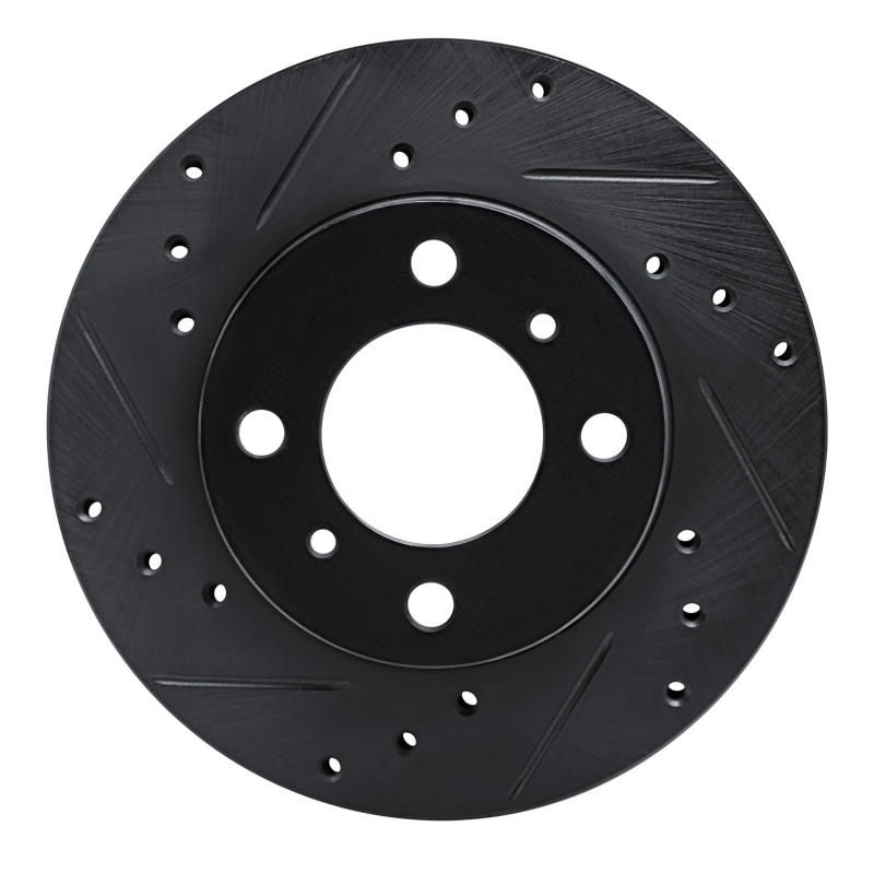 Picture of R1 92-00 Dodge COLT Front Left Drilled & Slotted Black Brake Rotor