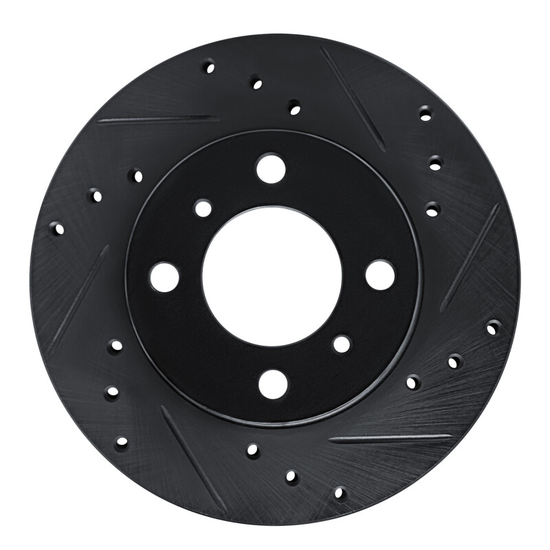 Picture of R1 92-00 Dodge COLT Front Right Drilled & Slotted Black Brake Rotor