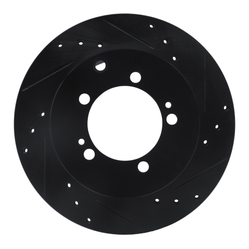 Picture of R1 92-96 Mitsubishi DIAMANTE Rear Right Drilled & Slotted Black Brake Rotor