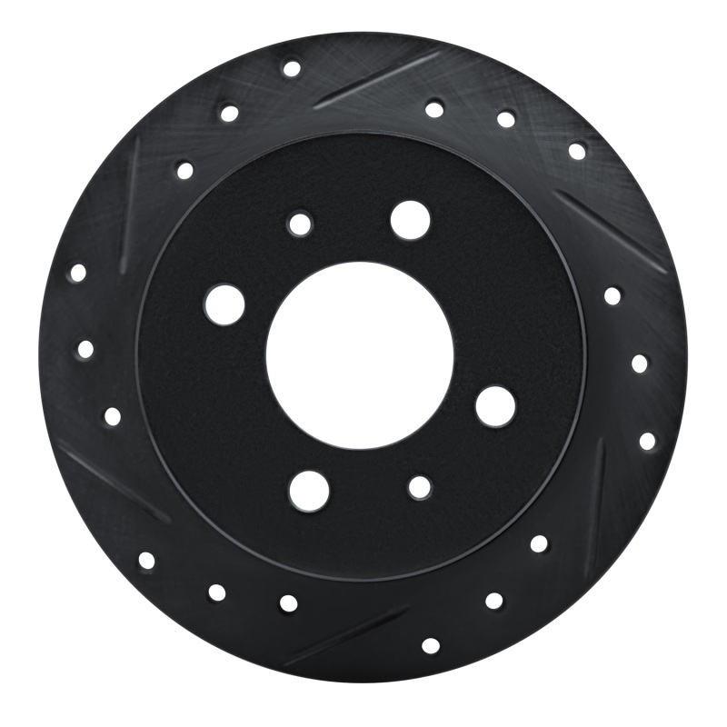 Picture of R1 92-96 Dodge COLT Rear Left Drilled & Slotted Black Brake Rotor