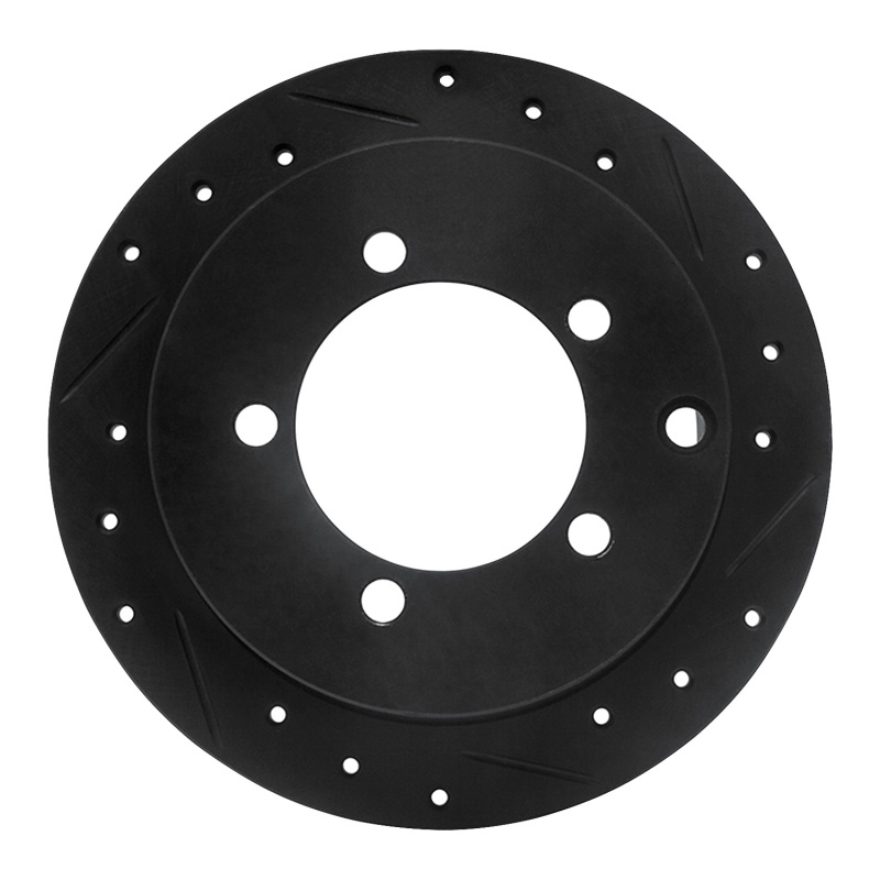 Picture of R1 97-04 Mitsubishi DIAMANTE Rear Right Drilled & Slotted Black Brake Rotor
