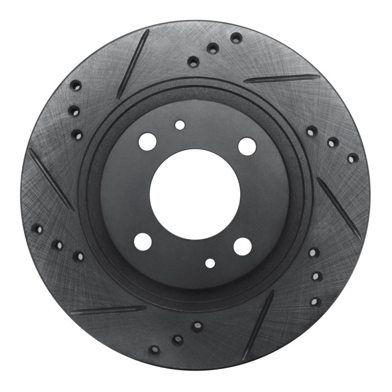 Picture of R1 12-17 Mitsubishi I-MIEV Front Left Drilled & Slotted Black Brake Rotor