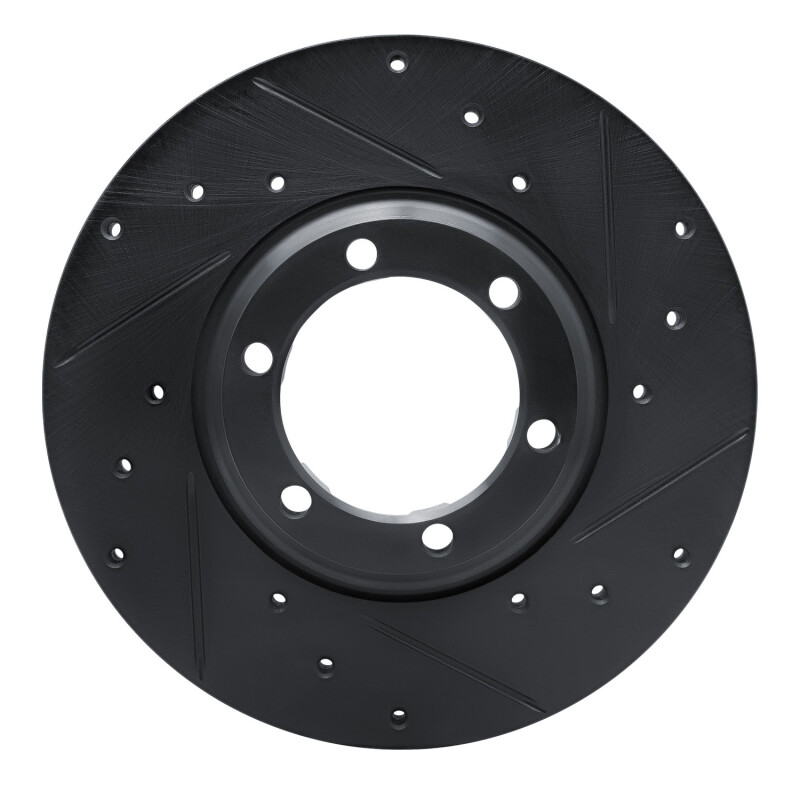 Picture of R1 79-86 Dodge Ram 50 Front Right Drilled & Slotted Black Brake Rotor