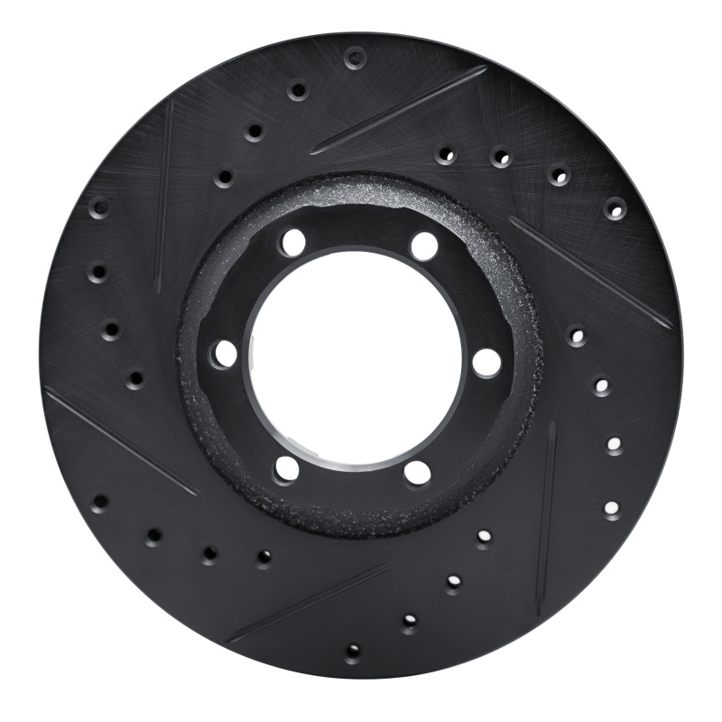Picture of R1 86-96 Dodge Ram 50 Front Left Drilled & Slotted Black Brake Rotor