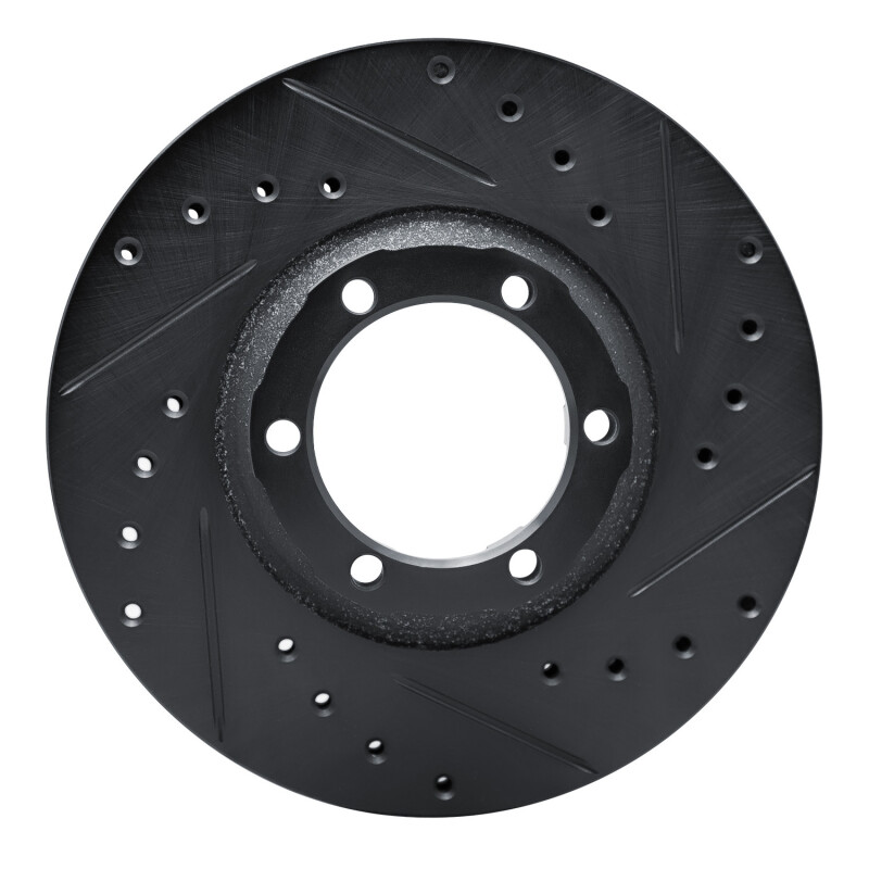Picture of R1 86-96 Dodge Ram 50 Front Right Drilled & Slotted Black Brake Rotor