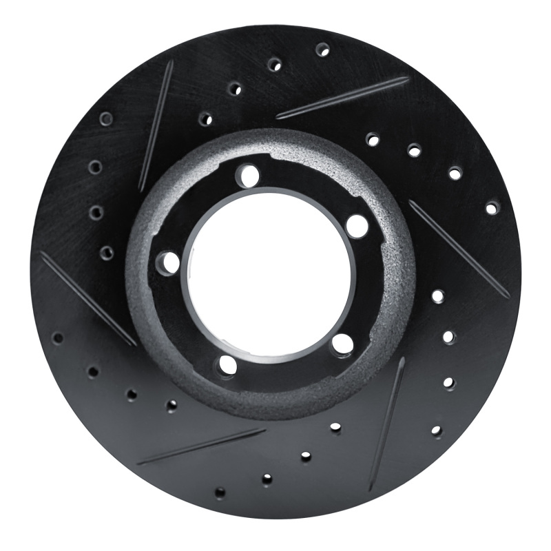 Picture of R1 87-90 Mitsubishi Van Front Left Drilled & Slotted Black Brake Rotor