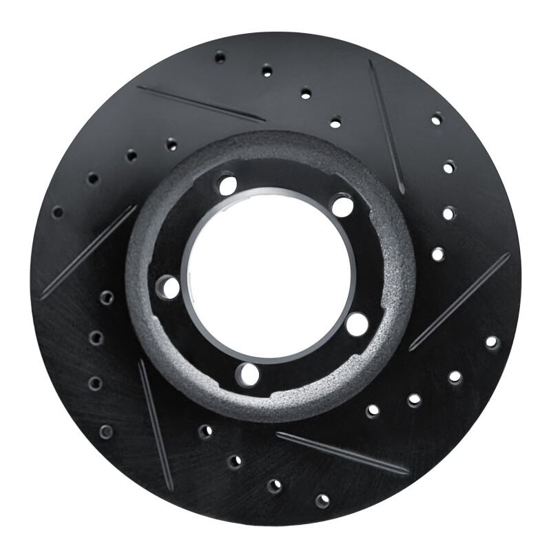 Picture of R1 87-90 Mitsubishi Van Front Right Drilled & Slotted Black Brake Rotor