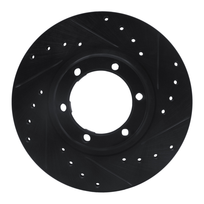 Picture of R1 87-89 Dodge Raider Front Right Drilled & Slotted Black Brake Rotor