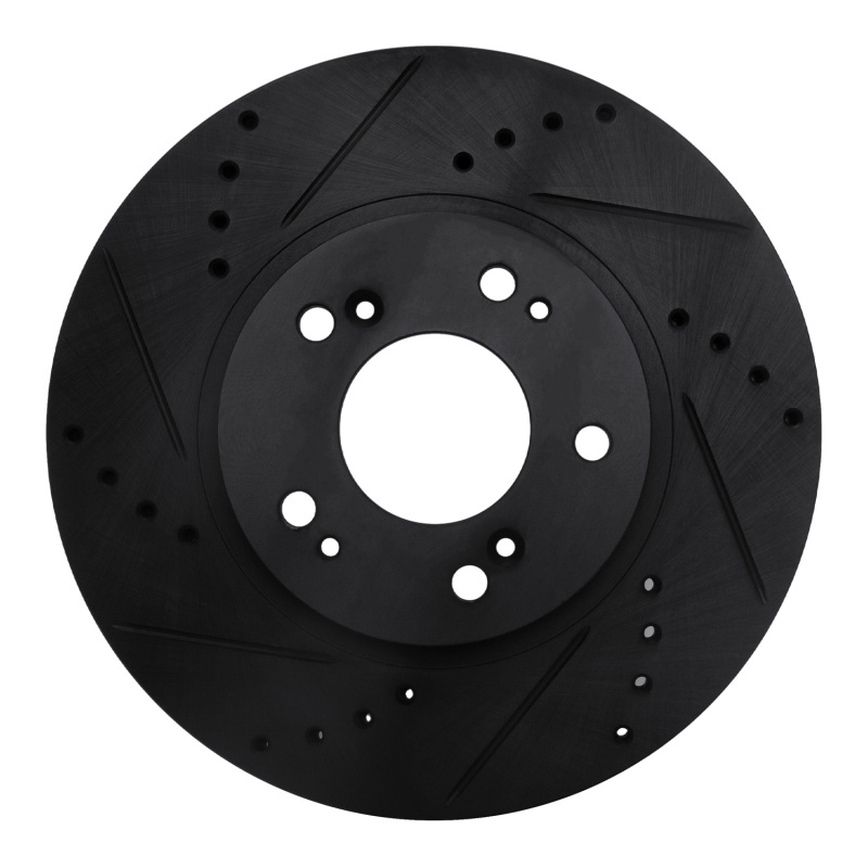 Picture of R1 04-11 Mitsubishi Grandis (Mexico) Front Left Drilled & Slotted Black Brake Rotor