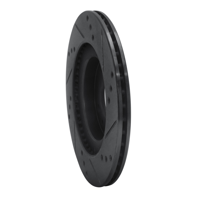Picture of R1 12-17 Mitsubishi I-MIEV Front Left Drilled & Slotted Black Brake Rotor