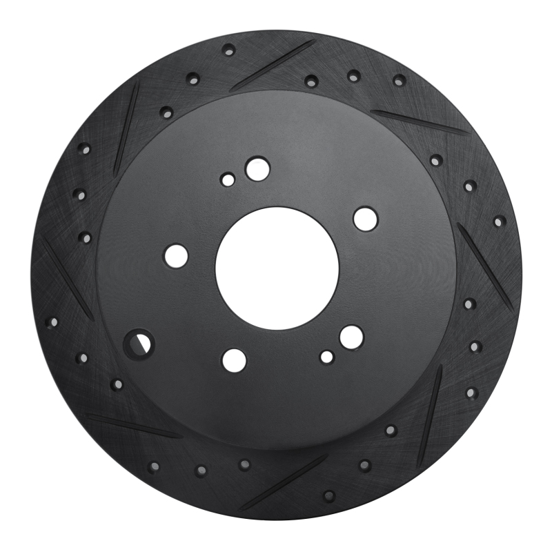 Picture of R1 04-11 Mitsubishi Grandis (Mexico) Rear Left Drilled & Slotted Black Brake Rotor