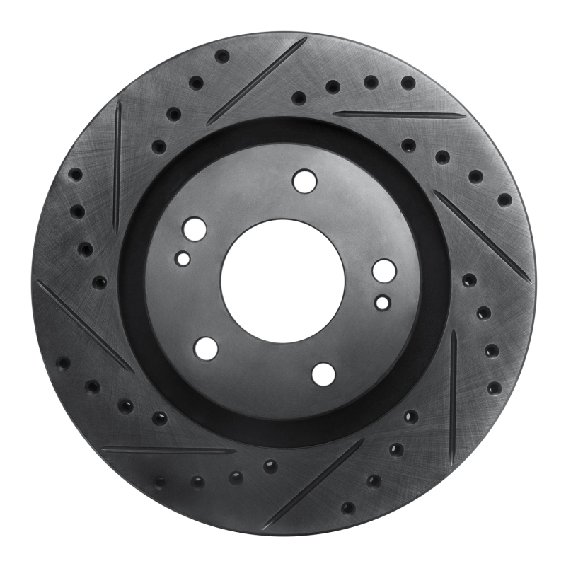 Picture of R1 05-22 Mitsubishi Outlander PHEV Front Left Drilled & Slotted Black Brake Rotor