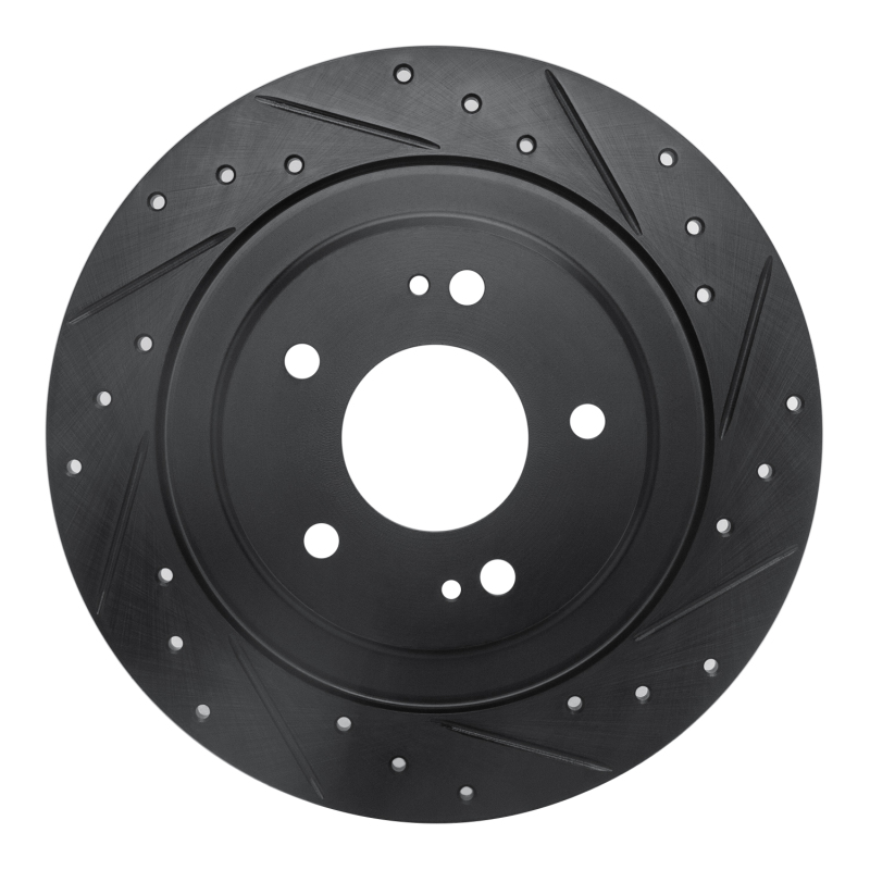 Picture of R1 13-25 Mitsubishi Eclipse Cross Rear Right Drilled & Slotted Black Brake Rotor