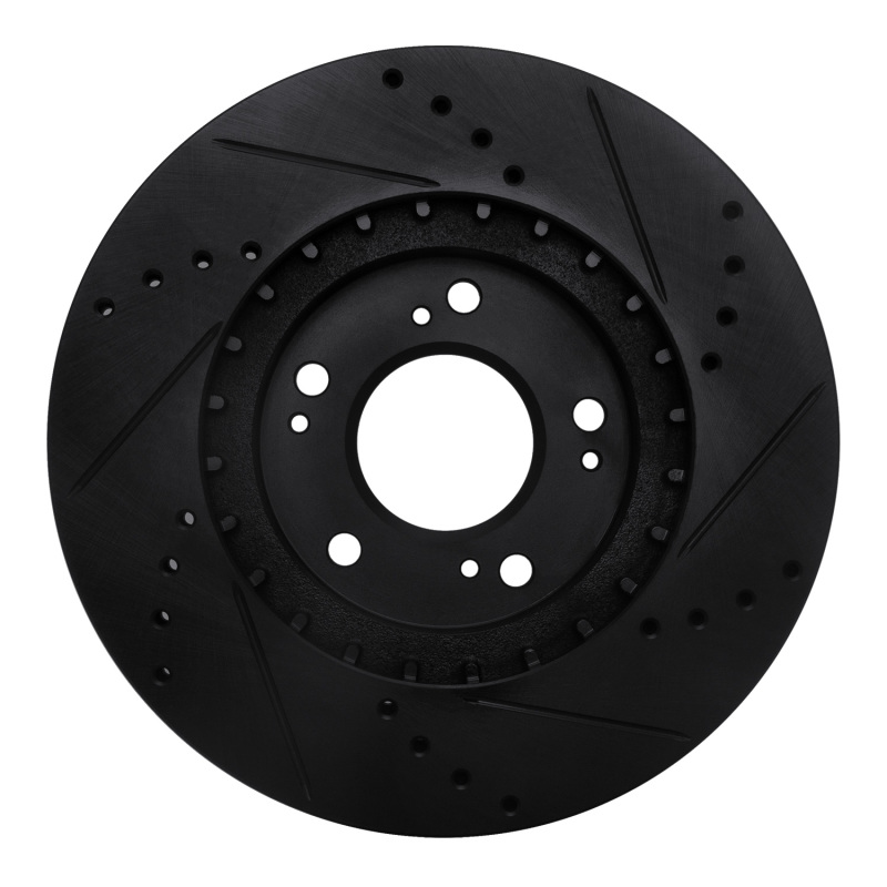 Picture of R1 04-11 Mitsubishi Grandis (Mexico) Front Left Drilled & Slotted Black Brake Rotor