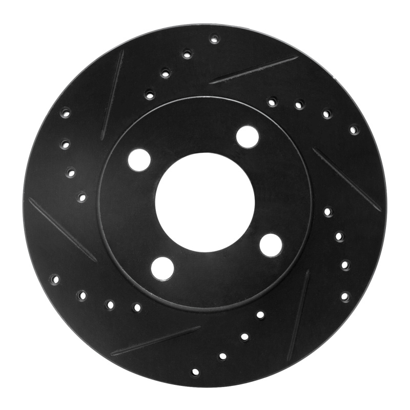 Picture of R1 78-92 Audi 80 Front Left Drilled & Slotted Black Brake Rotor