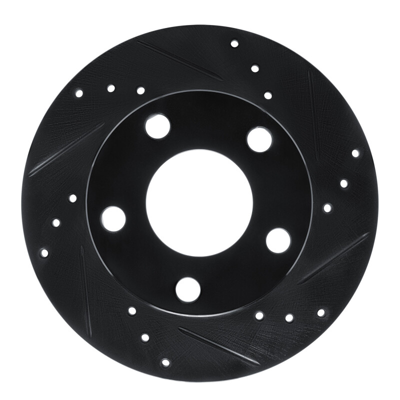 Picture of R1 80-91 Audi 5000S Rear Right Drilled & Slotted Black Brake Rotor