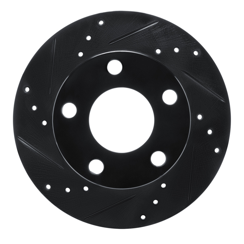 Picture of R1 80-91 Audi 5000S Rear Left Drilled & Slotted Black Brake Rotor