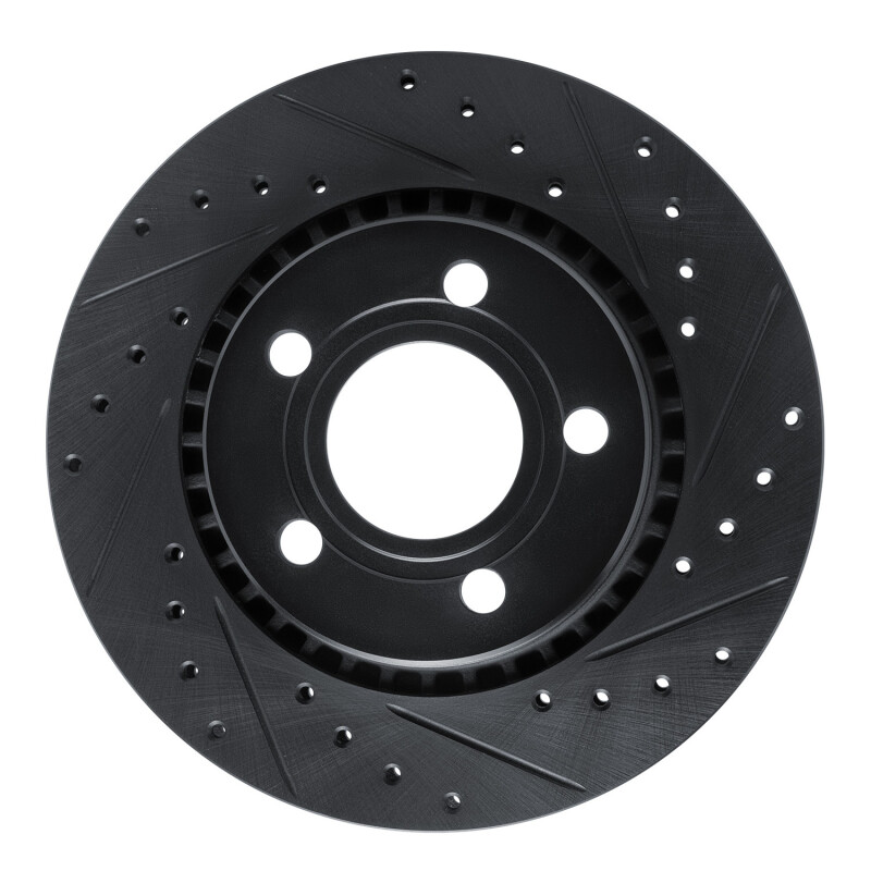 Picture of R1 80-86 Audi 5000CS Turbo Quattro Front Right Drilled & Slotted Black Brake Rotor