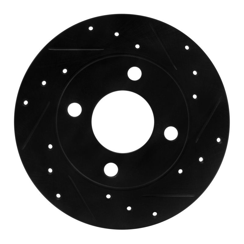 Picture of R1 84-95 Audi 90 Quattro Rear Right Drilled & Slotted Black Brake Rotor
