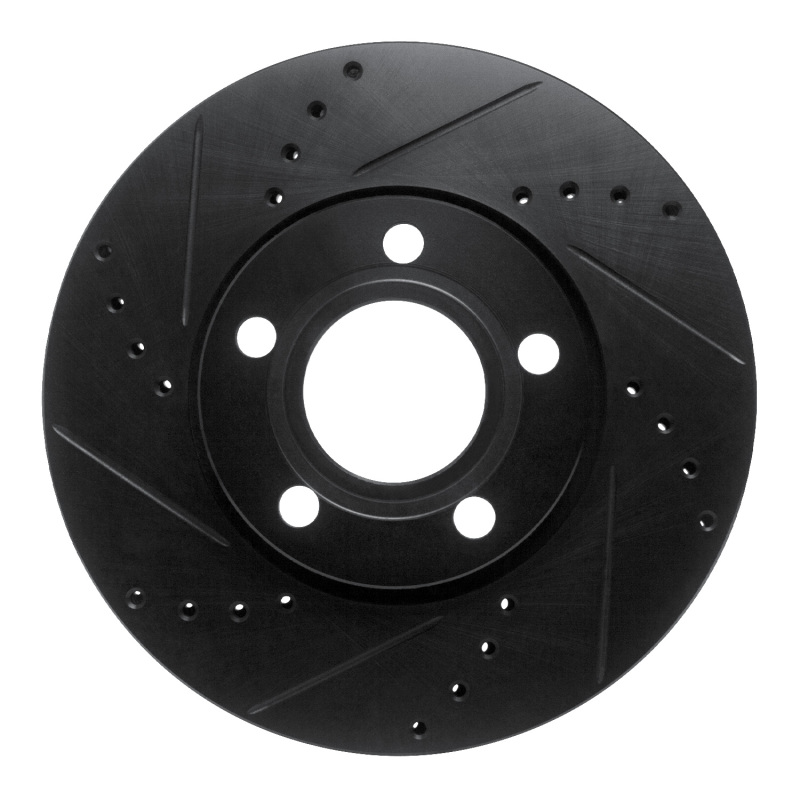 Picture of R1 85-91 Audi 200 Quattro Front Left Drilled & Slotted Black Brake Rotor