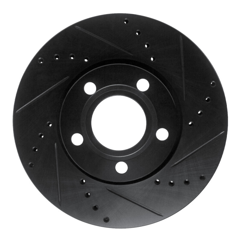 Picture of R1 85-91 Audi 5000S Front Right Drilled & Slotted Black Brake Rotor