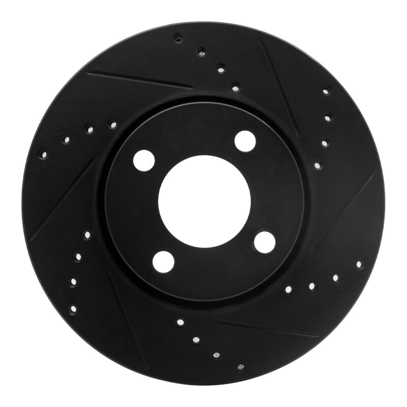 Picture of R1 90-98 Audi Cabriolet Front Right Drilled & Slotted Black Brake Rotor