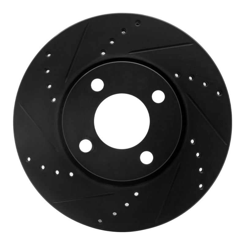 Picture of R1 90-98 Audi Cabriolet Front Left Drilled & Slotted Black Brake Rotor